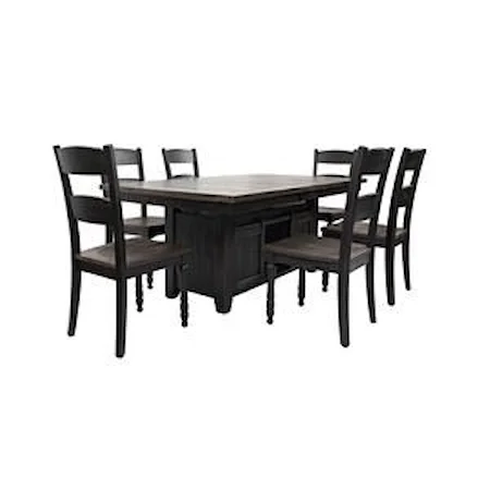 Hi/Low Dining Table and 6 Ladderback Counter Stools